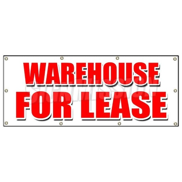 WAREHOUSE FOR LEASE BANNER SIGN a/c ac build to suit loading free rent